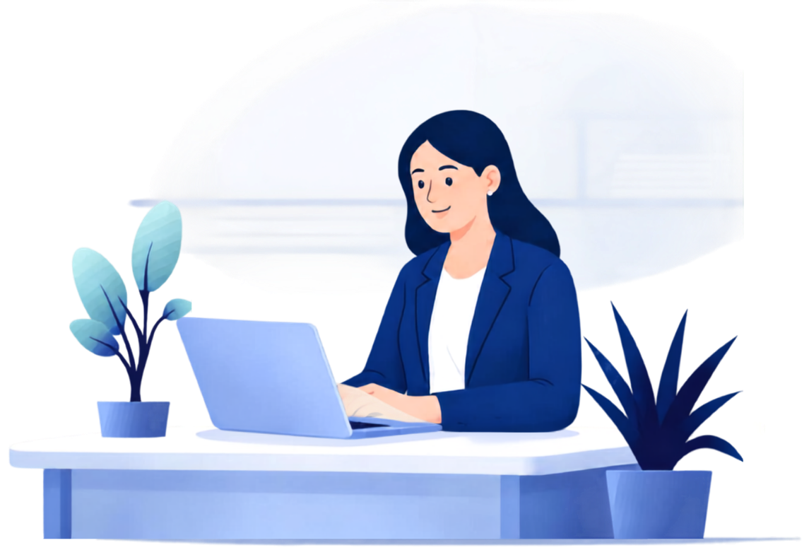 Ilustrasi orang bekerja dengan laptop